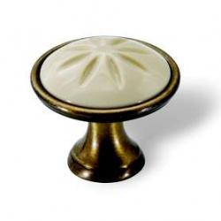buton bronz antic cu insertie bej